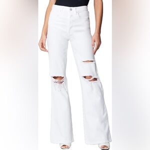 NWT Blank NYC Franklin Ribcage Distressed Hi-Rise Wide Leg White Jeans Size 27
